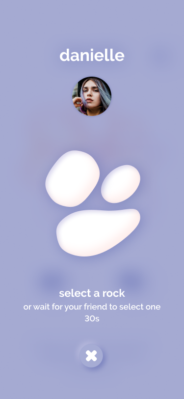 WeToca App: live connection with select a rock request. The app informs the user that someone should pick up a rock within 30 seconds.
