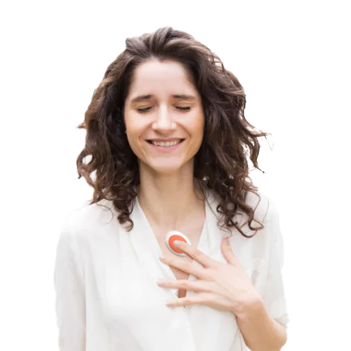 A girl is holding the beat rock on her chest